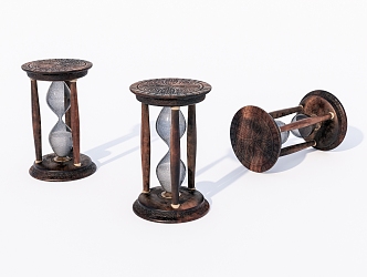 Old wooden hourglass 3d model