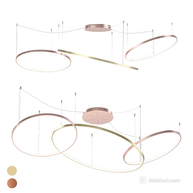 Modern Multiple Circular Ring Chandelier With Metal Frame And LED Light Fixture 3d model 