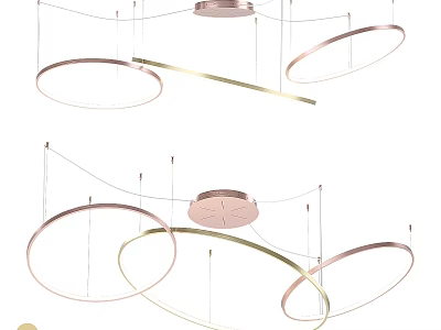 Modern Multiple Circular Ring Chandelier With Metal Frame And LED Light Fixture 3d model