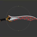 Fantasy Decorative Knife With Red Hexagon Pattern Blade And Black Orange Handle