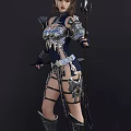 Game Movie Character in Silver Armor With Blue Outfit Star Shaped Helmet and Spear