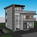 Modern Two Story Detached Villa Exterior Design With Large Windows Balcony And Surrounding Greenery