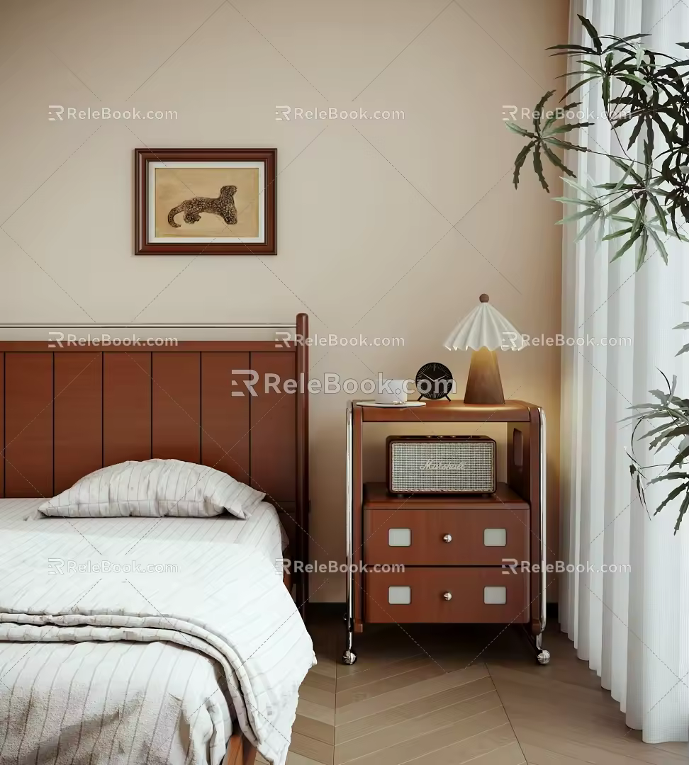 Modern-Quiet Bedside Table Book Ornaments Combination Table Lamp 3d model