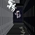 Futuristic KTV Lounge Featuring Blue Lighting Astronaut Decor And Stage Area