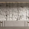 Elegant Modern Background Wall With Stone Texture Backlit Design And Soft Upholstered Base 3d model