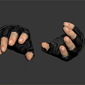 Two Black Textured Leather Fingerless Gloves With Protective Padding And Stylish Design