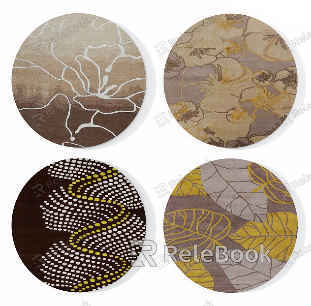 brown Art Pattern Round Carpet Combination model