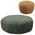 Stylish Round Poufs With Textured Upholstery In Two Colors 3d model