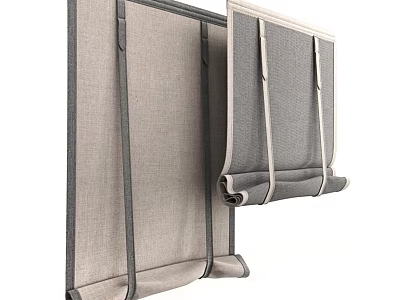 Gray Linen Roller Curtains With Adjustable Design And Vertical Straps For Home Decor 3d model