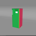Modern Vertical Green And Red Cabinet With Digital Screen For Self Service Use