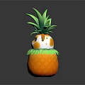 Game Movie Cartoon Character With Pineapple Shaped Body Green Leaves And Cute Animal Face