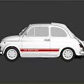 Vintage Silver Classic Car With Red Stripe And Dark Roof On Reflective Surface