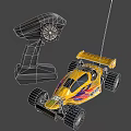 Electric Toy Remote Control Car with Yellow Flame Decals Large Wheels and Controller