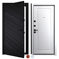 Black Striped And White Smooth Interior Door Design With Modern Handles