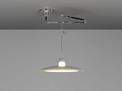 Modern Ceiling Mounted Pendant Light With Adjustable Metal Arm And White Shade 3d model