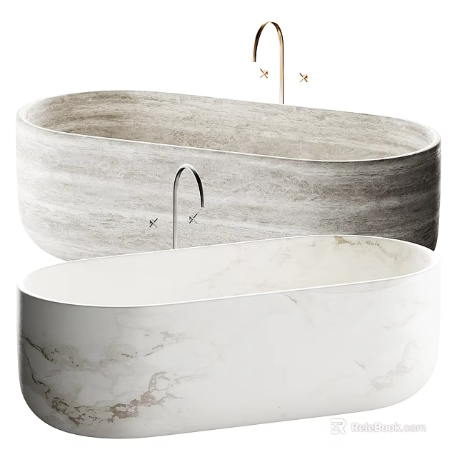 Natural Marble Freestanding Bathtubs With Modern Luxury Design And Elegant Texture Finish 3d model 
