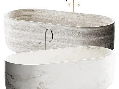 Natural Marble Freestanding Bathtubs With Modern Luxury Design And Elegant Texture Finish 3d model