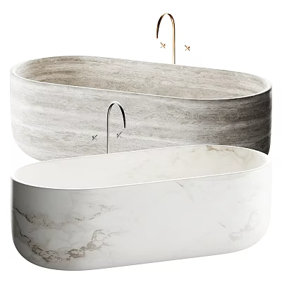 Natural Marble Freestanding Bathtubs With Modern Luxury Design And Elegant Texture Finish 3d model