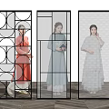 Modern partition glass screen partition 3d model