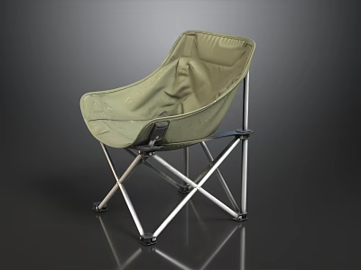 Portable Olive Green Folding Camping Chair With Sturdy Aluminum Alloy Frame For Outdoor Use 3d model