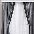 Elegant Dark Gray Velvet Curtains With White Sheer Panels And Tiebacks For Home Window
