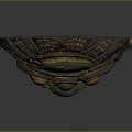 Traditional Green Cultural Mask With Yellow Decorations And Red Eyes Artifact