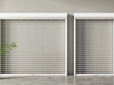 Two White Louvered Shutters Design With Green Plant And Gray Concrete Floor 3d model