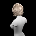 3D Female Game and Movie Character With Blonde Curly Hair Featureless Face Upper Body