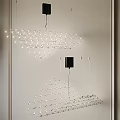 Modern Geometric Grid Design Chandelier With Small Hanging Lights For Minimalist Interior