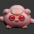 Game And Movie Character With Pink Fluffy Body Big Red Eyes And Round Shape