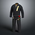 Black BJJ Gi Martial Arts Uniform with Gold Embroidery and Matching Pants