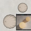 Round Beige Striped Design Wall Lamps On Gray Wall For Soft Decorative Lighting