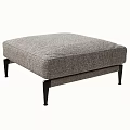Modern Gray Fabric Upholstered Ottoman With Soft Cushion And Black Metal Legs