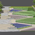 Outdoor Staircase With Stone Steps Green Plants And Colorful Flower Beds