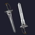 Medieval Style Metal Sword With Intricate Guard And Black Wrapped Handle