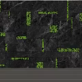 Modern Black Marble Background Wall With Square Shaped Green Plant Decorations For Contemporary Interior Design