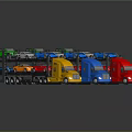 Multi Colored Car Carrier Trucks Transporting Various Colored Cars On Trailer