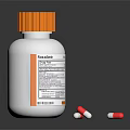 Medical Device Medicine Bottle With White Body Orange Cap Label And Red White Capsules