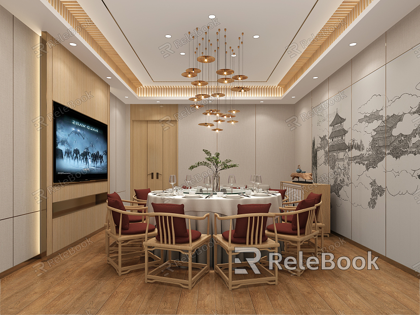 New Chinese-style private room meal bag room model