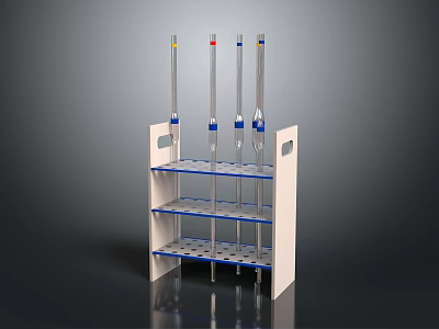 Laboratory Storage Rack With Multi layer Shelves And Colored Test Tube Holders 3d model