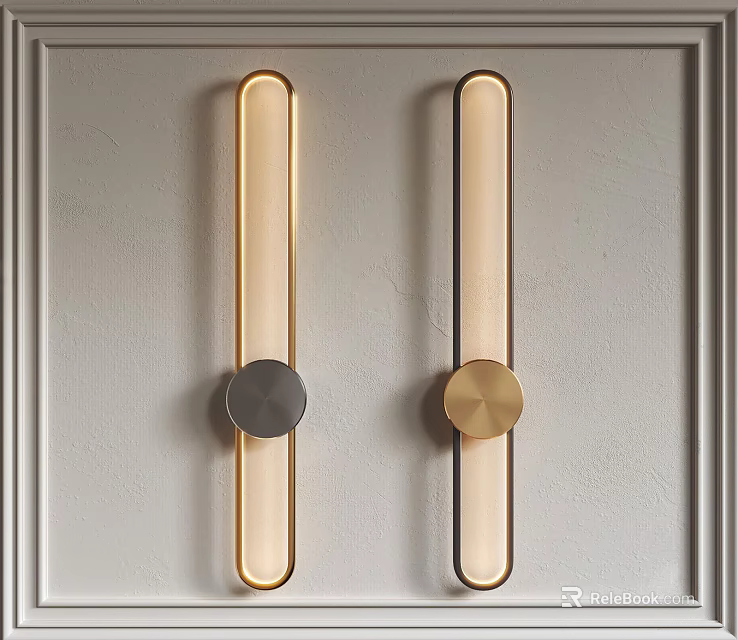 Modern Wall Lamps With Gold And Black Metal Frames Long Sleek Lampshade Design 3d model 