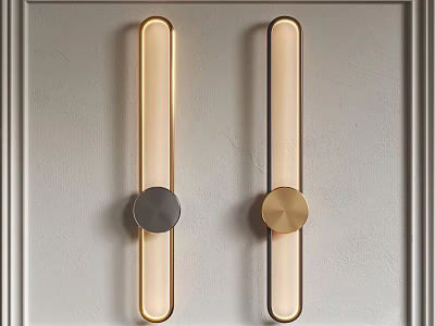 Modern Wall Lamps With Gold And Black Metal Frames Long Sleek Lampshade Design 3d model