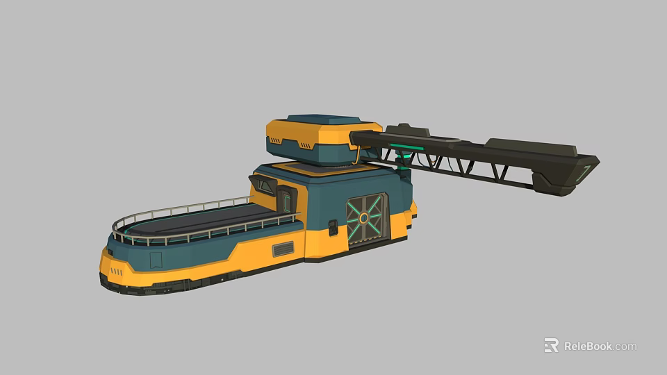 Yellow Blue Industrial Machinery With Extendable Arm Mobile Wheels And Upper Platform 3d model