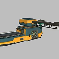 Yellow Blue Industrial Machinery With Extendable Arm Mobile Wheels And Upper Platform 3d model
