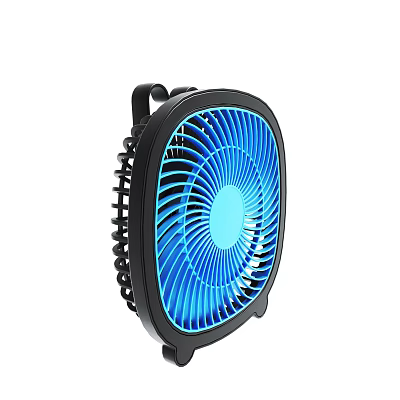 Portable Air Conditioner Fan With Blue Blades And Black Frame 3d model