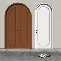 Modern Brown and White Arched Double Doors in Interior Home Design
