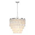 Modern Layered Glass Chandelier With Metal Chain And White Transparent Design