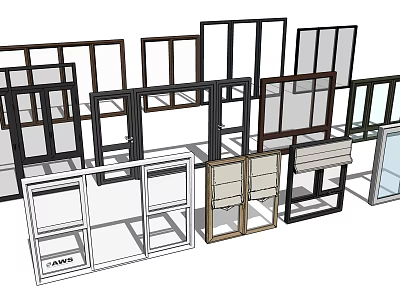 Various Style Window Frames With Modern Design And Different Colors 3d model