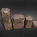 Natural Wooden Stone Stacked Blocks With Various Sizes And Heights