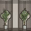 New Chinese-style screen arc partition 3d model